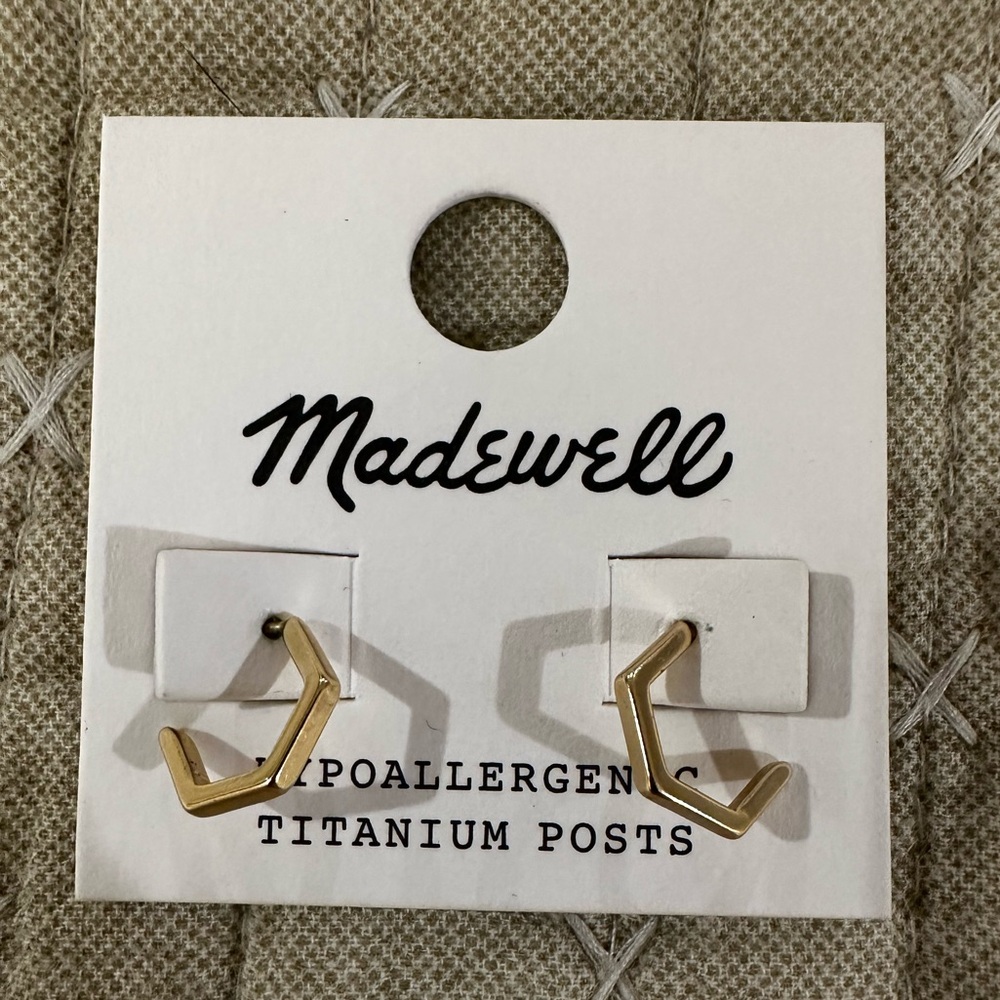 Madewell Gold Tone Geometric Earrings Minimalist Design (NWT) Pierced